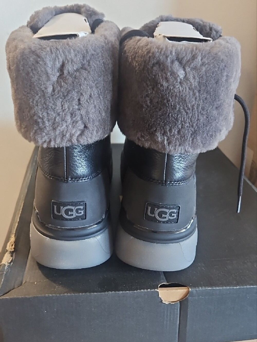 UGG M Butte Black and Gray Waterproof Lace-Up Snow Boots - Picture 3 of 5